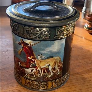 VTG German tin with hunter and dogs design